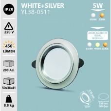 5W WHITE+SILVER LED SPOT BEYAZ GÜNIŞIĞI